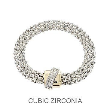 TWO TONE CZ MAGNETIC BRACELET
