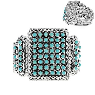 Stylish Western Style Turquoise Stretch Bracelet