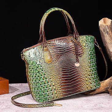 Tie-dyed Crocodile Skin Large Satchel Bag