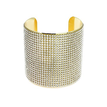 METAL CUFF BRACELET WITH RHINESTONES