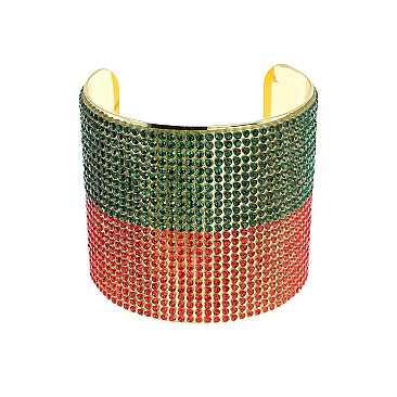 METAL CUFF BRACELET WITH RHINESTONES