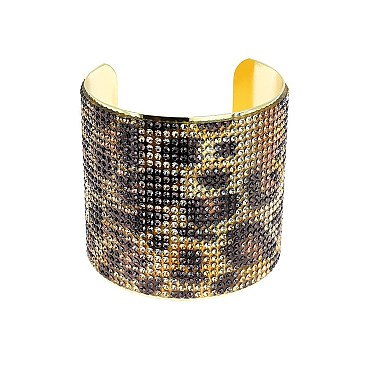 METAL CUFF BRACELET WITH RHINESTONES