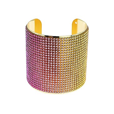 METAL CUFF BRACELET WITH RHINESTONES