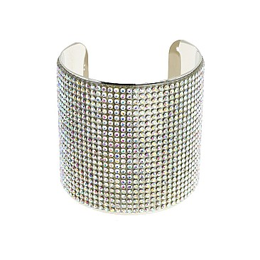 METAL CUFF BRACELET WITH RHINESTONES