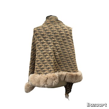 Winter Warm Monogram Quality Shawl Cape With Fur