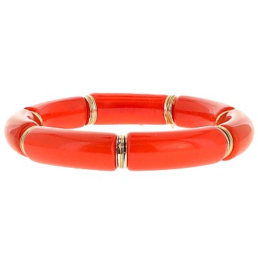 Chunky Tube Acrylic Bamboo Stackable Bracelet