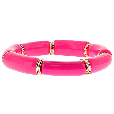 Chunky Tube Acrylic Bamboo Stackable Bracelet