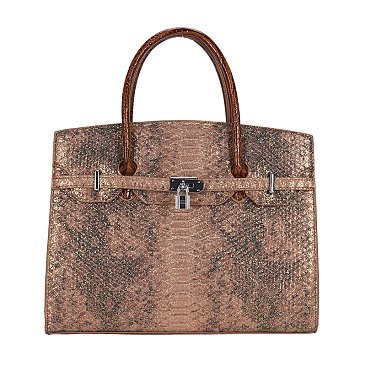 Crocodile Padlock Two-Tone Satchel