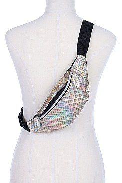 PACK OF ( 12 PCS ) ASSORTED COLOR MERMAID TAIL METALLIC FANNY PACK  FM-BA1284