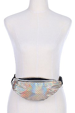 PACK OF ( 12 PCS ) ASSORTED COLOR MERMAID TAIL METALLIC FANNY PACK  FM-BA1284