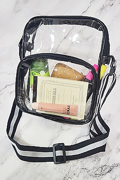 Pack of 12 Trendy  Visible Clear Crossbody Bags