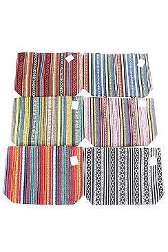 Pack of 12 Aztec Print Wowen Tote Bag - Summer Beach Bags