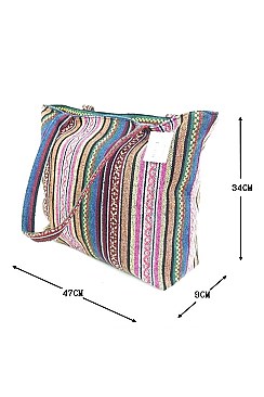 Pack of 12 Aztec Print Wowen Tote Bag - Summer Beach Bags