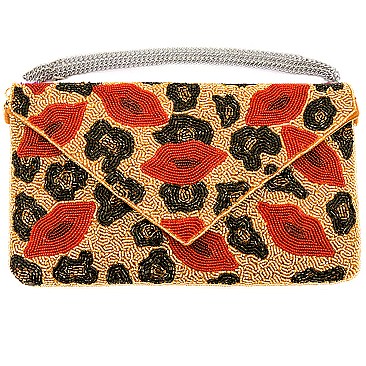 10.5" TRENDY Handmade Seed Bead CLUTCH Bag