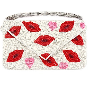 10.5" TRENDY Handmade Seed Bead CLUTCH Bag