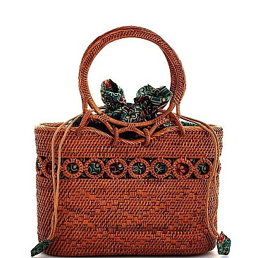 STYLISH NATURAL FIBER WOVEN TOTE BAG