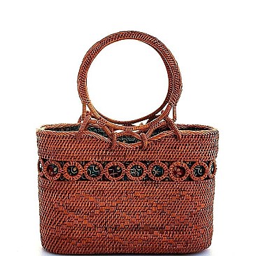 STYLISH NATURAL FIBER WOVEN TOTE BAG