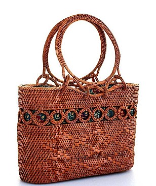 STYLISH NATURAL FIBER WOVEN TOTE BAG