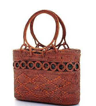 STYLISH NATURAL FIBER WOVEN TOTE BAG