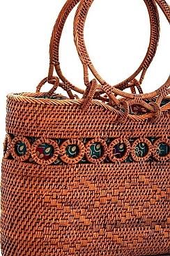 STYLISH NATURAL FIBER WOVEN TOTE BAG