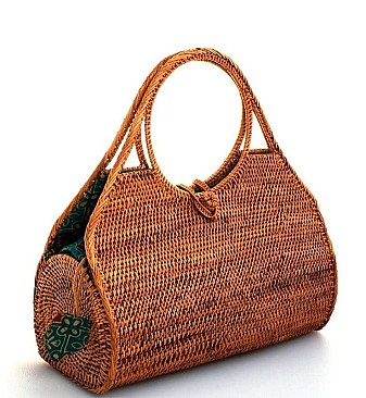 CUTE NATURAL FIBER WOVEN SATCHEL BAG