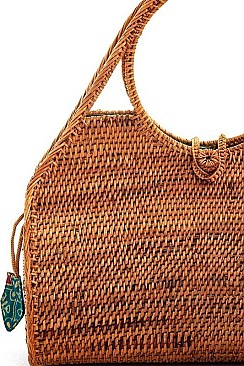 CUTE NATURAL FIBER WOVEN SATCHEL BAG