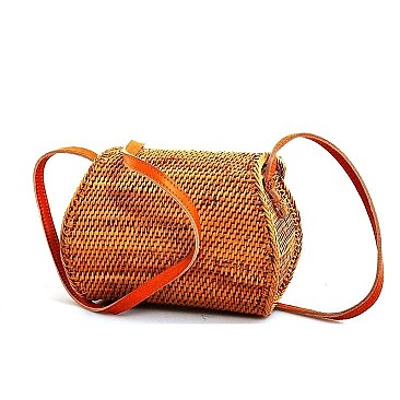 TRENDY NATURAL FIBER WOVEN CROSSBODY BAG