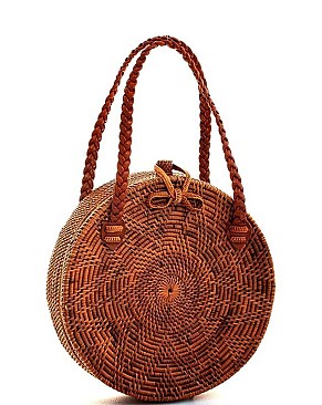 FASHION NATURAL FIBER WOVEN CIRCLE BAG