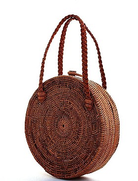 FASHION NATURAL FIBER WOVEN CIRCLE BAG