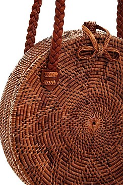 FASHION NATURAL FIBER WOVEN CIRCLE BAG