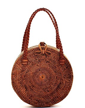 FASHION NATURAL FIBER WOVEN CIRCLE BAG