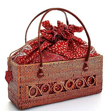 NATURAL STRAW WOVEN RECTANGULAR TOTE BAG