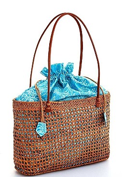 TRENDY NATURAL STRAW WOVEN FASHION TOTE BAG