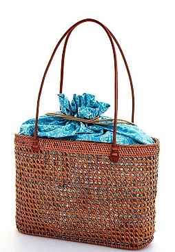 TRENDY NATURAL STRAW WOVEN FASHION TOTE BAG