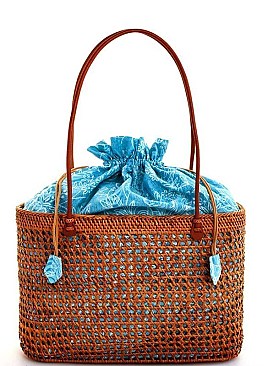 TRENDY NATURAL STRAW WOVEN FASHION TOTE BAG