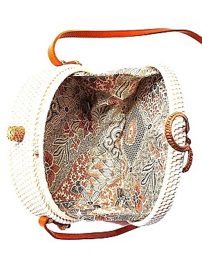 DESIGNER NATURAL FIBER WOVEN OVAL CROSSBODY BAG