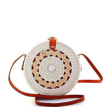 STYLISH CIRCLE NATURAL WOVEN CROSSBODY BAG