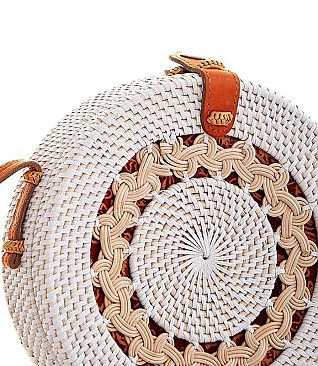 STYLISH CIRCLE NATURAL WOVEN CROSSBODY BAG