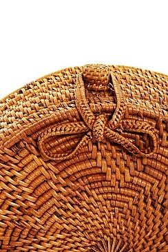 STYLISH NATURAL FIBER WOVEN ROUND SHOULDER BAG