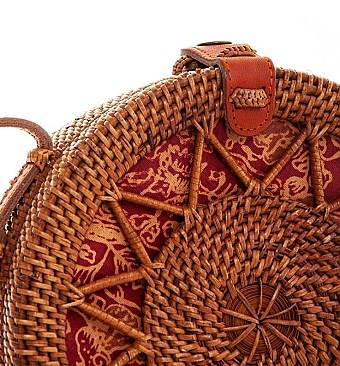 MODERN CIRCLE NATURAL WOVEN CROSSBODY BAG