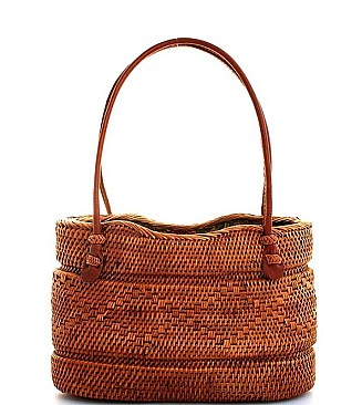 CUTE CHIC NATURAL FIBER WOVEN TOTE BAG