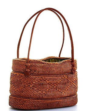 CUTE CHIC NATURAL FIBER WOVEN TOTE BAG