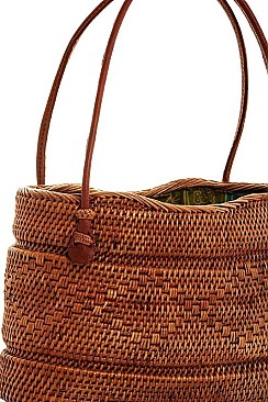 CUTE CHIC NATURAL FIBER WOVEN TOTE BAG