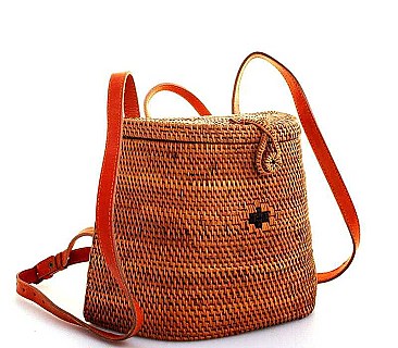 NATURAL FIBERS STRAW WOVEN BACKPACK