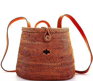 NATURAL FIBERS STRAW WOVEN BACKPACK