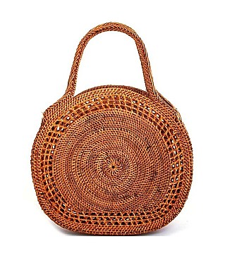 CHIC NATURAL FIBER WOVEN PURSE