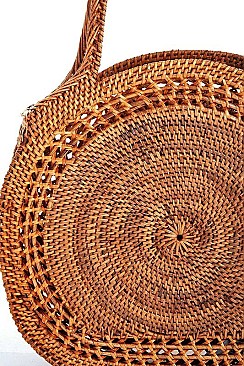 CHIC NATURAL FIBER WOVEN PURSE