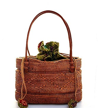 CUTE CHIC NATURAL FIBER WOVEN TOTE BAG