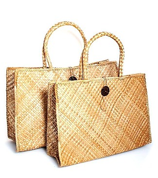 2IN1 TRENDY NATURAL WOVEN TOTE SET