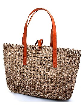 DESIGNER TRENDY NATURAL FIBER WOVEN TOTE BAG